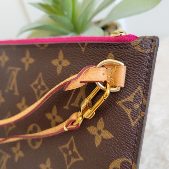 💕 LOUIS VUITTON Neverfull Monogram "PEONY" Mm/Gm Clutch/ Wristlet/Crossbody - Picture 8 of 15